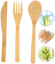 Cargar imagen en el visor de la galería, Set de cubiertos de bambú