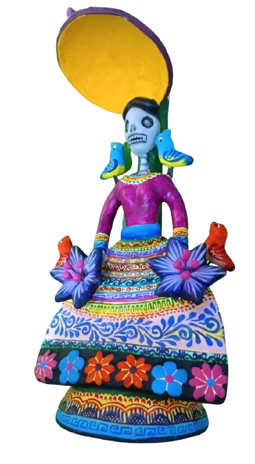 Artesanía de barro policromado- catrina